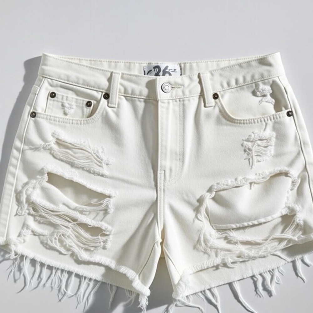 We The Free by Free People White Distressed denim jeans Shorts - Size 26